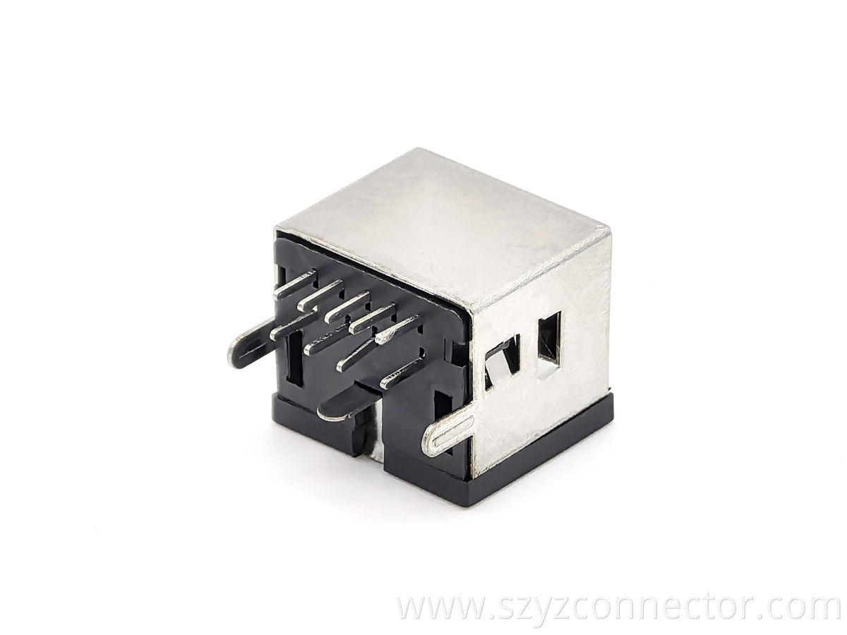 MINI DIN Connector Female Socket 90 Degree DIP Single Layer Copper Shell Nickel Plated Black 9P MINI DIN Connector Female Socket 90 Degree DIP Single Layer Copper Shell Nickel Plated Black 9P